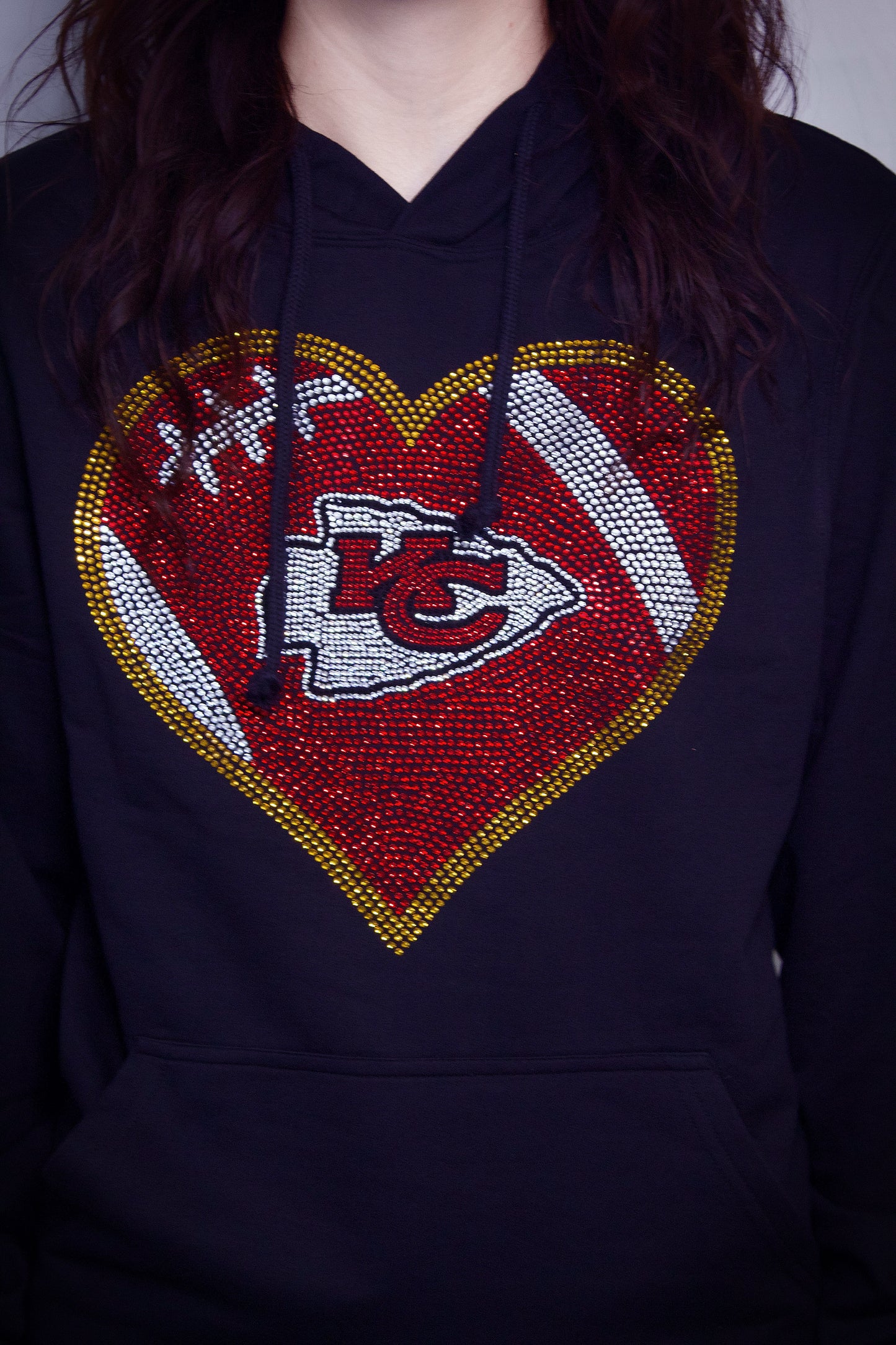 Kansas City Chiefs Hoodie, Rhinestone Bling KC Chiefs Sweatshirt