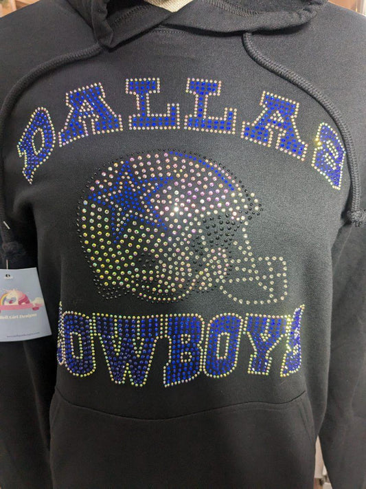 Dallas Cowboys Black Hoodie, Rhinestone Bling Cowboys Sweatshirt