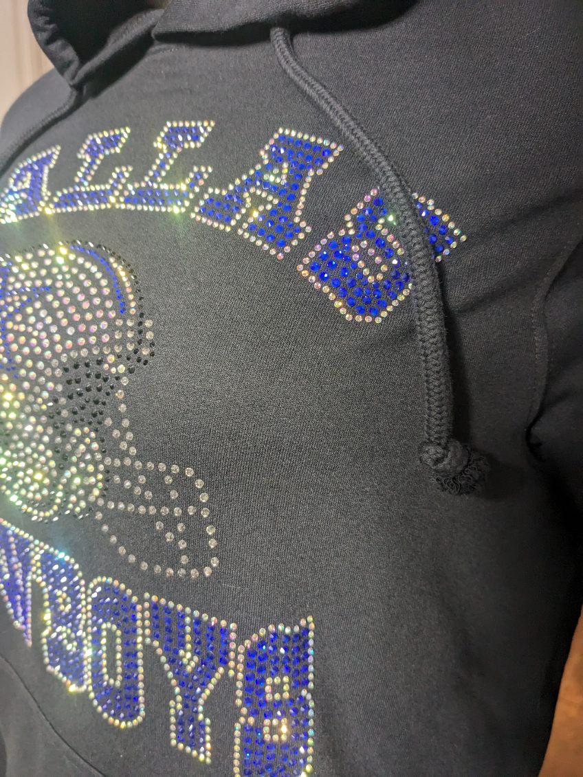 Dallas Cowboys Black Hoodie, Rhinestone Bling Cowboys Sweatshirt