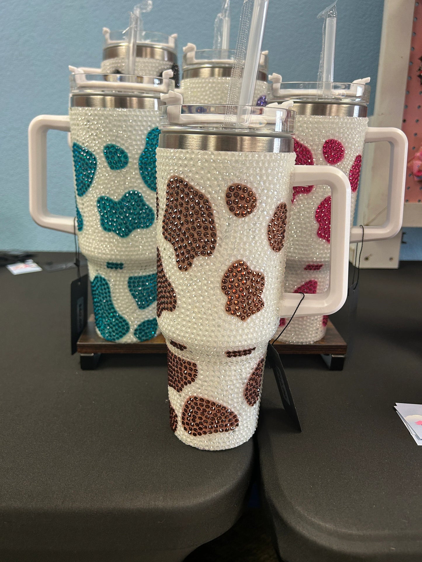 Sparkling Cow Print Rhinestone Studded 40 oz. Tumbler