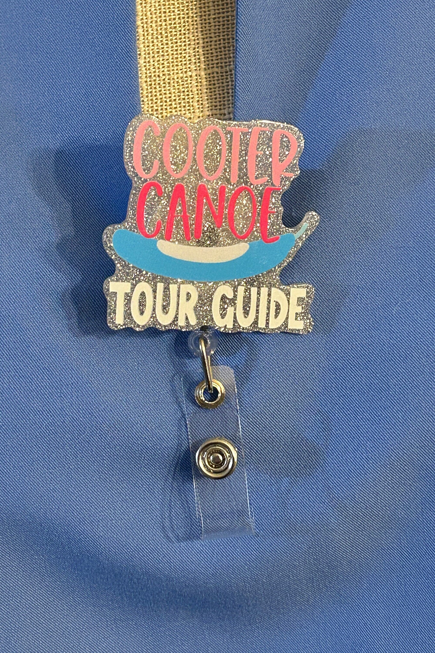 Cooter Canoe Tour Guide Badge Reel, Retractable Badge