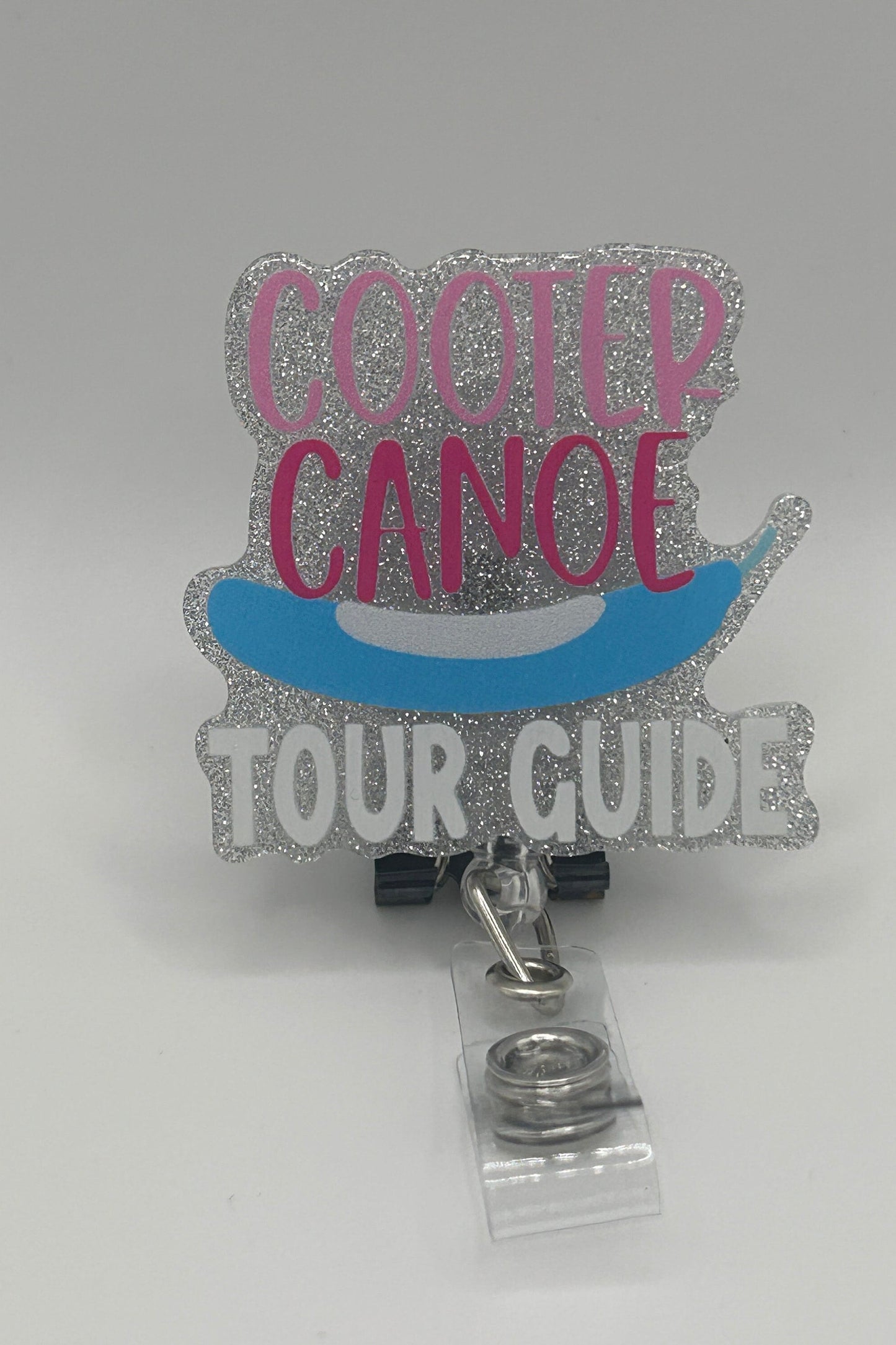 Cooter Canoe Tour Guide Badge Reel, Retractable Badge